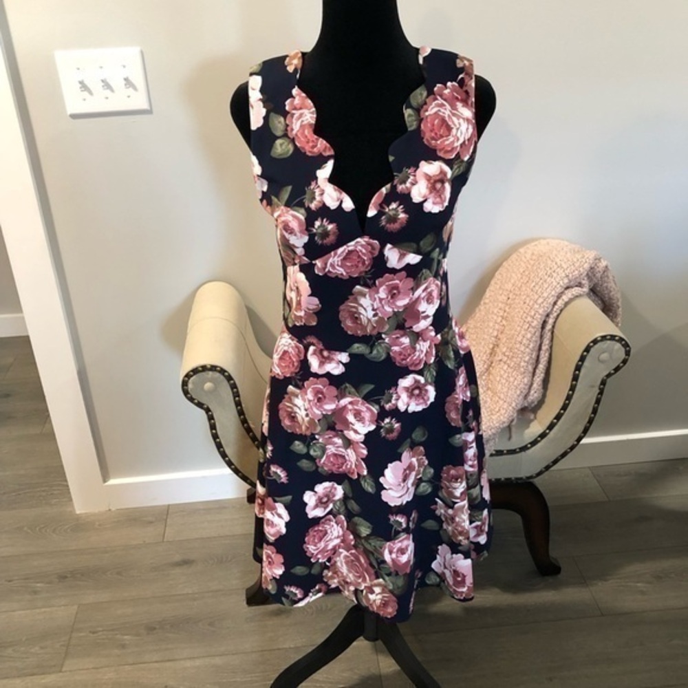 NWOT Love…ady Scalloped V-Neck Dress